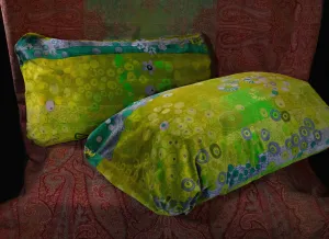 Pair of Vintage Velvet Printed Primavera Shams Designed by Jack Lenore Larson