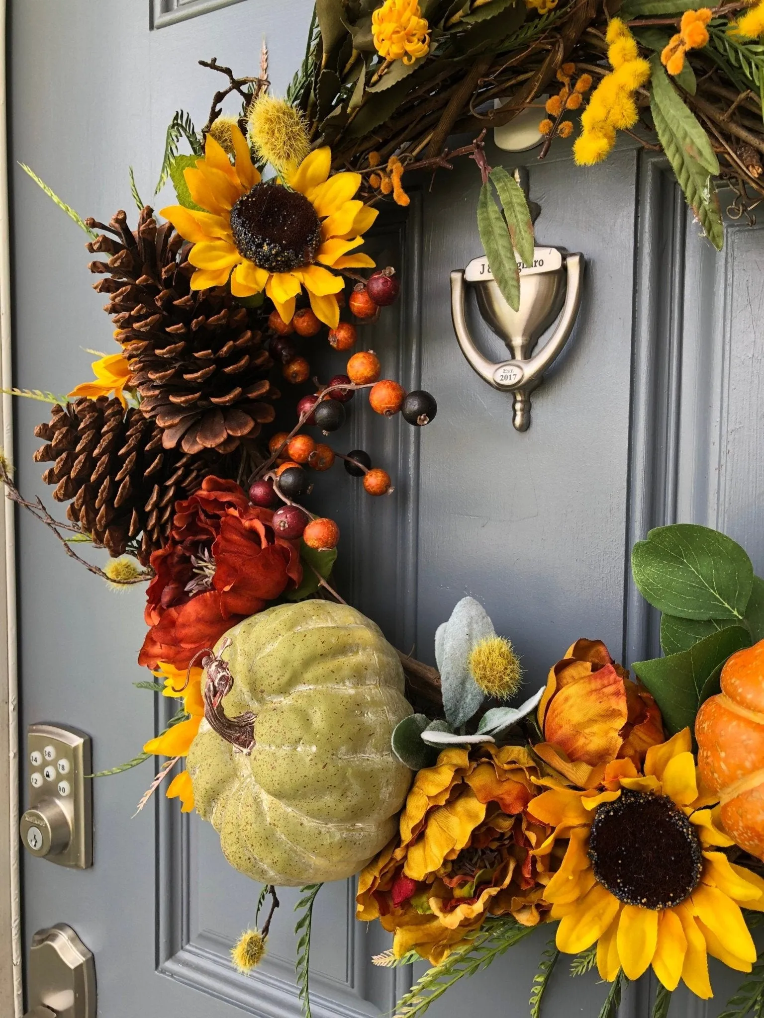 Rustic Sunflower & Pumpkin Fall Wreath