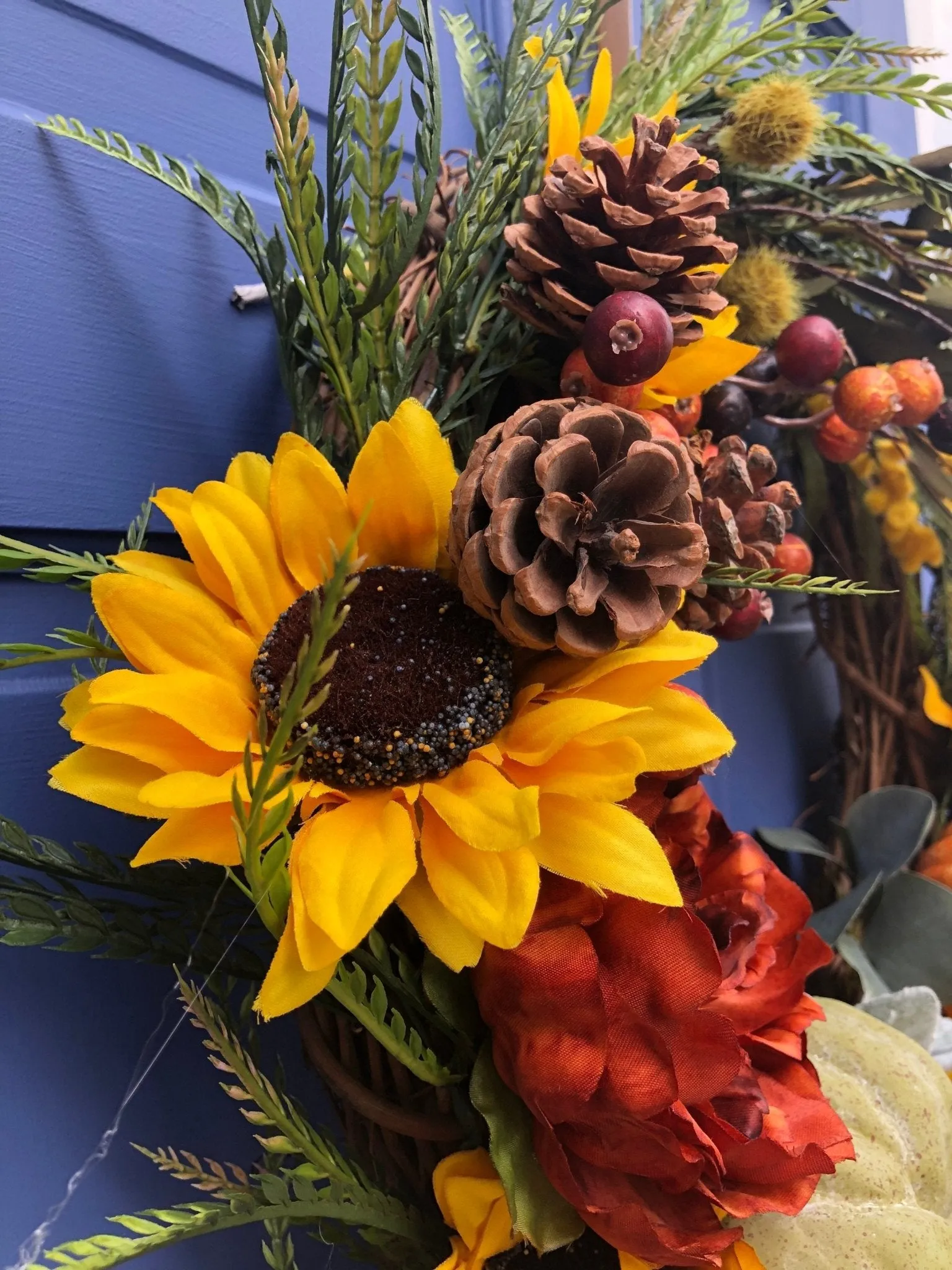 Rustic Sunflower & Pumpkin Fall Wreath