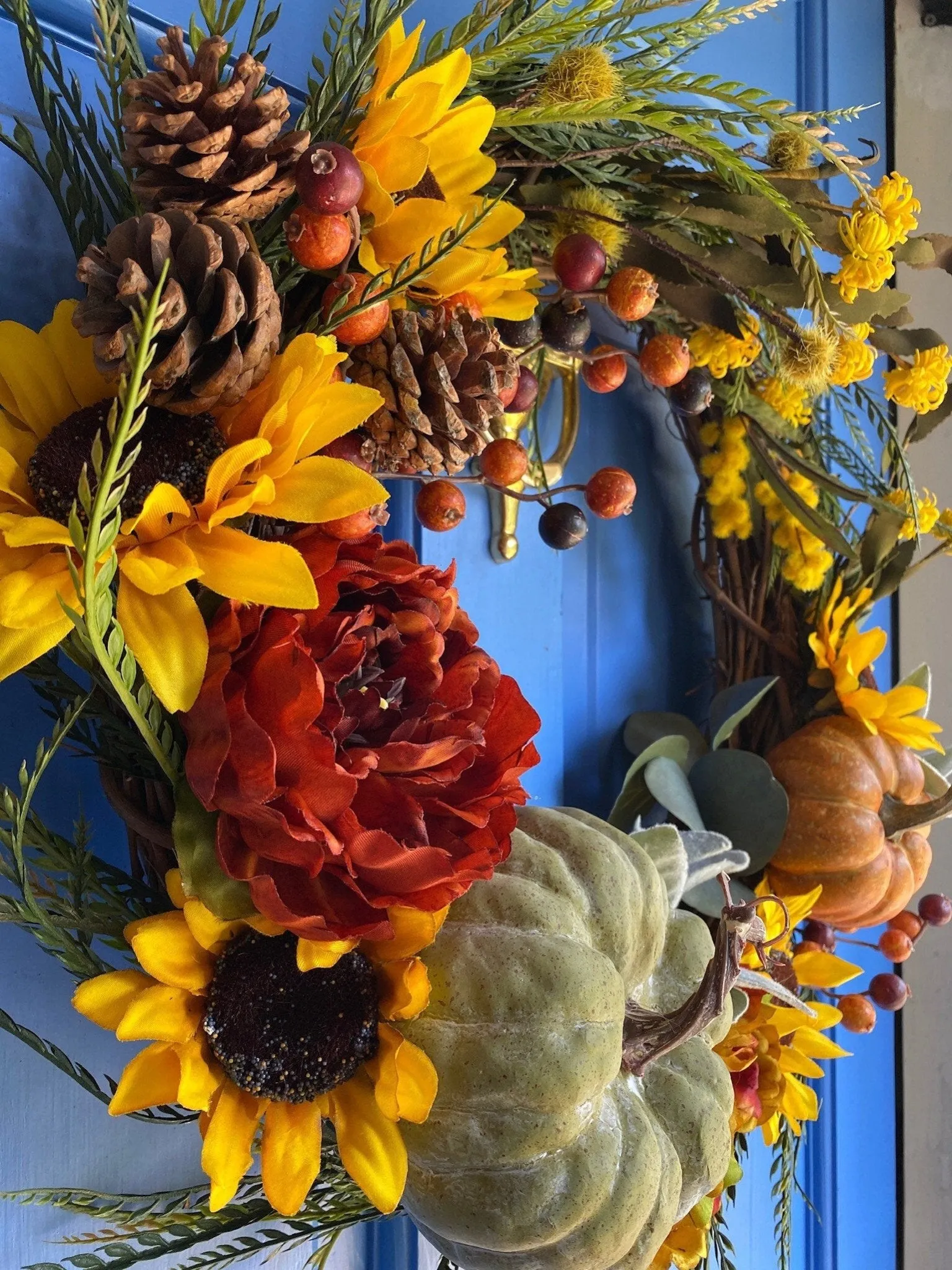 Rustic Sunflower & Pumpkin Fall Wreath