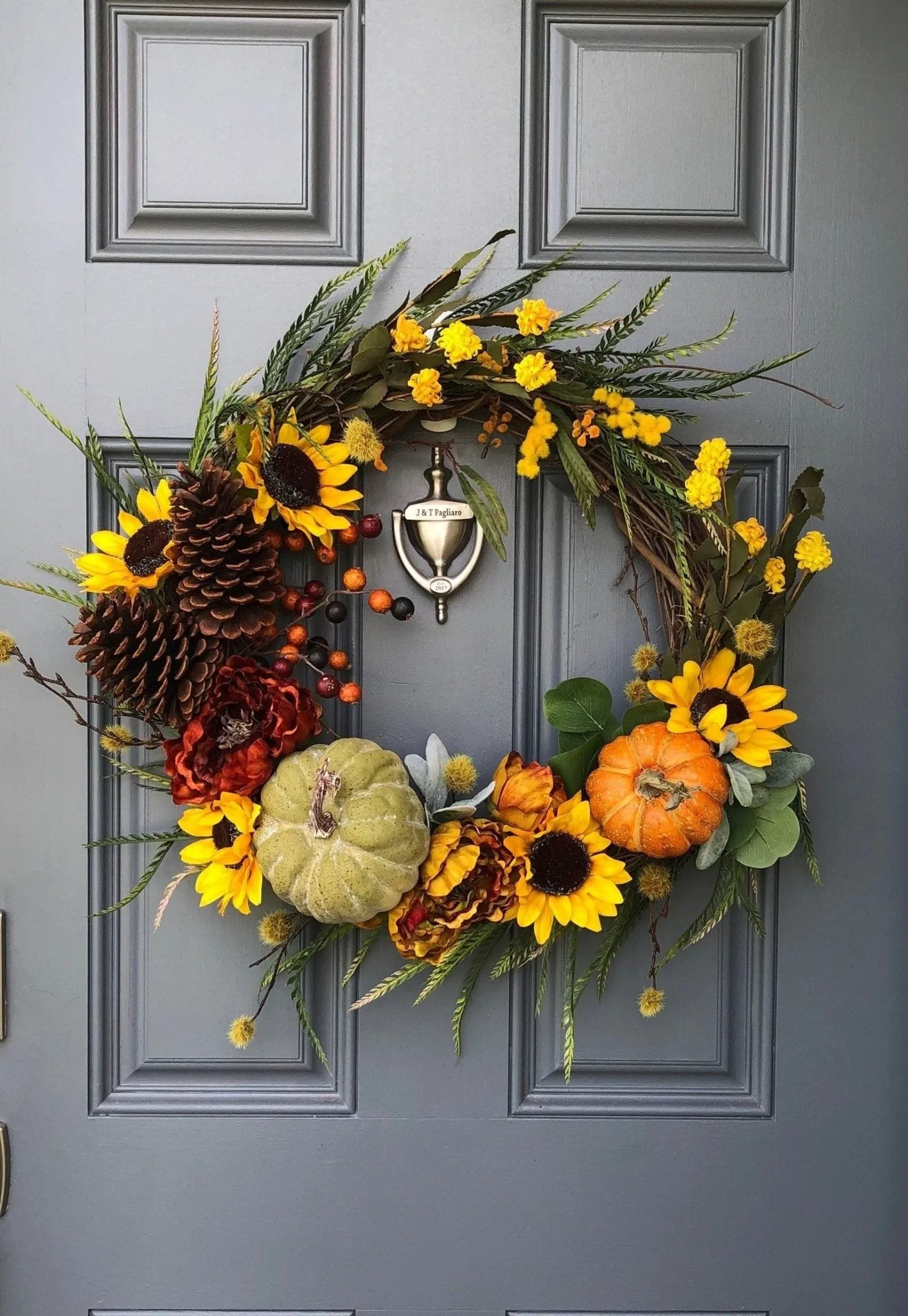 Rustic Sunflower & Pumpkin Fall Wreath