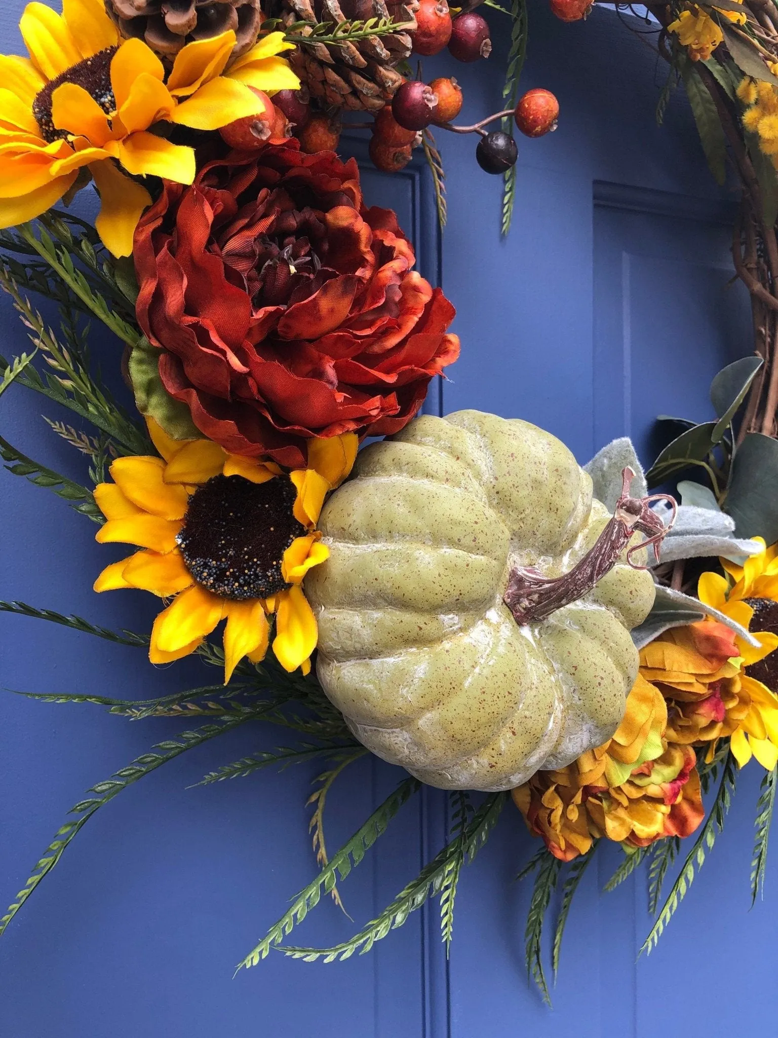 Rustic Sunflower & Pumpkin Fall Wreath