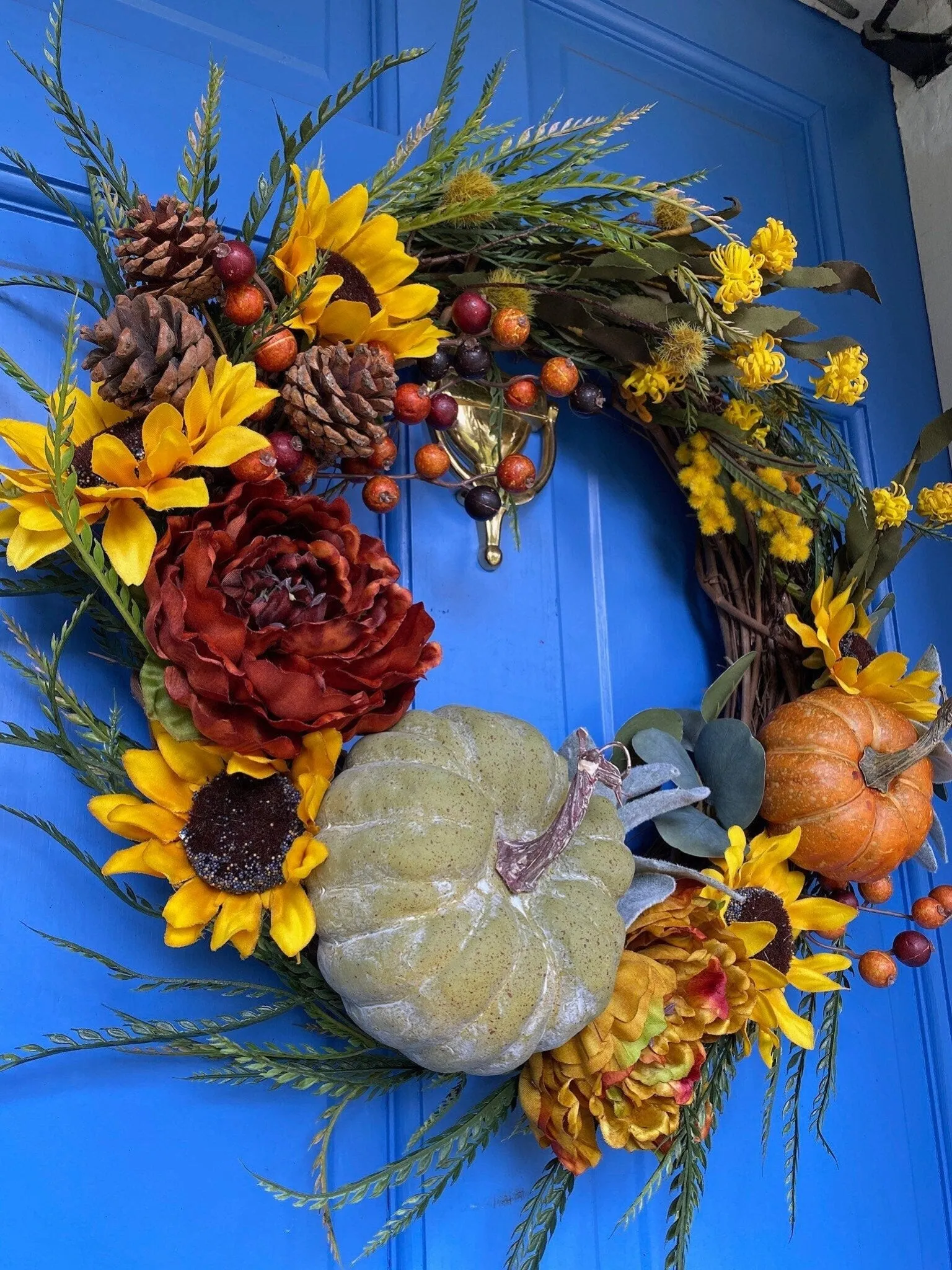 Rustic Sunflower & Pumpkin Fall Wreath