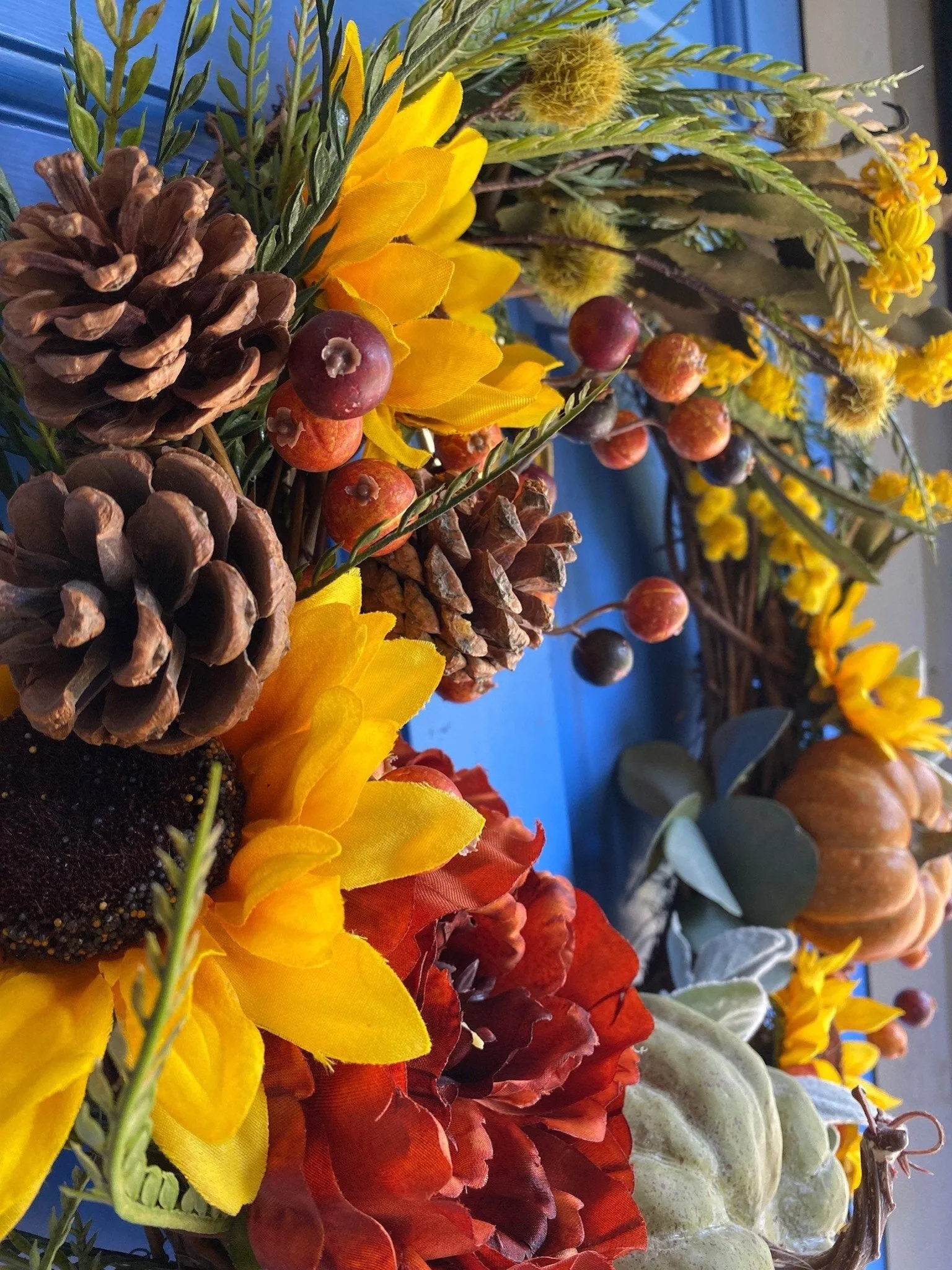 Rustic Sunflower & Pumpkin Fall Wreath