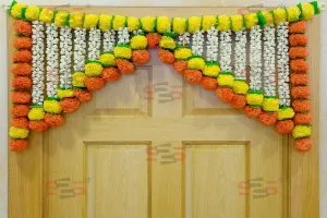 S2S Artificial Mogra Flowers I Heavy Door Hanging Toran I Bandhanwar For All Festivals Decoration (Length- 40 Inch), Metallic