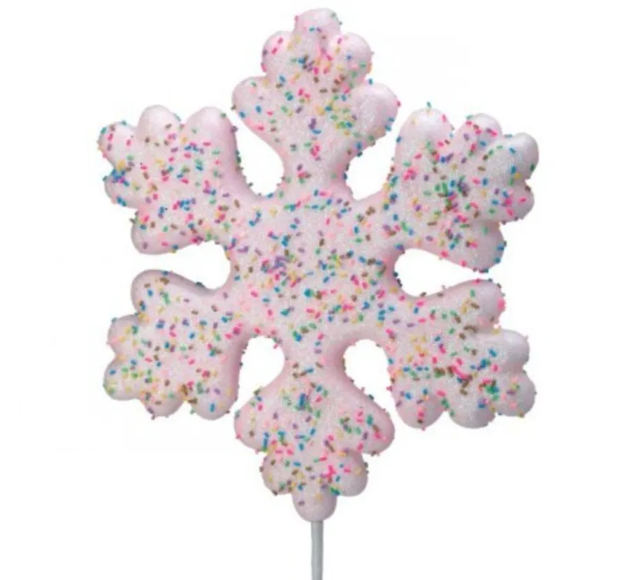 SANTA'S SWEET SHOPPE COLLECTION 25" GLITTER SNOWFLAKE PICK W/SPRINKLES