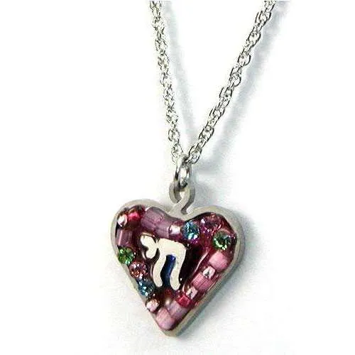 Seeka Pretty in Pink Heart and Chai Necklace