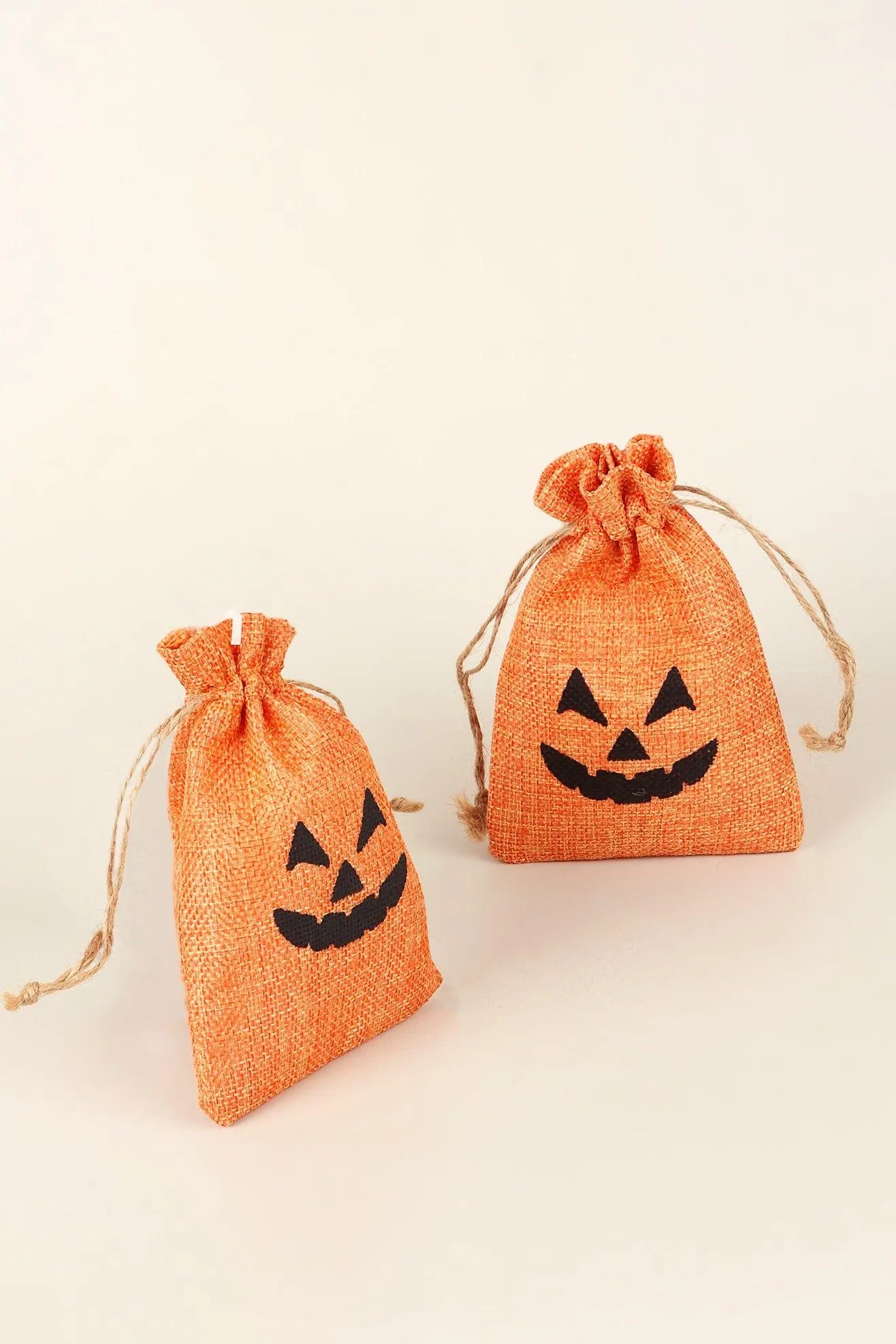 Set of 5 or 10 Spooky Jack O'Lantern Halloween Hessian Gift Bags