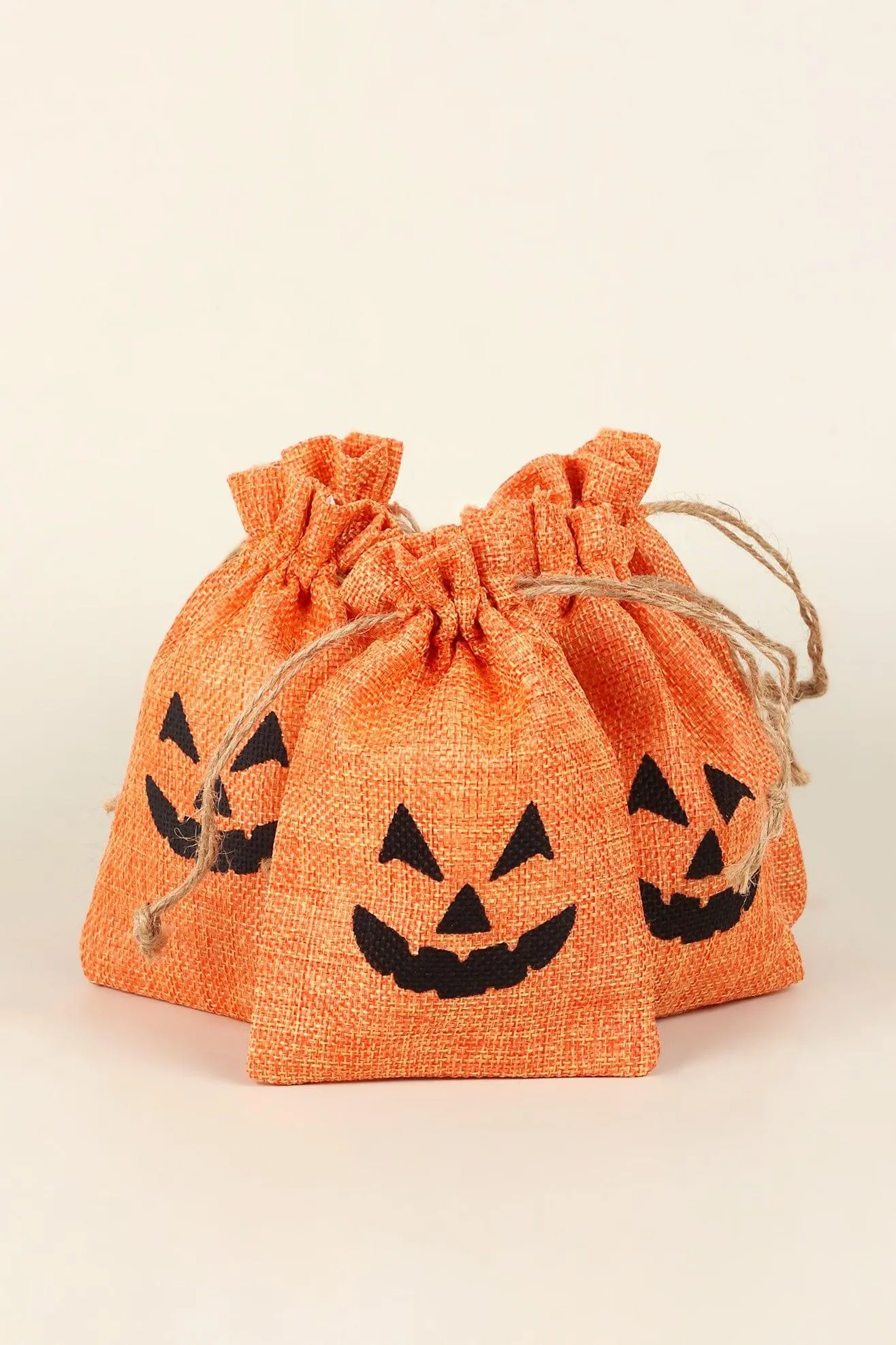 Set of 5 or 10 Spooky Jack O'Lantern Halloween Hessian Gift Bags