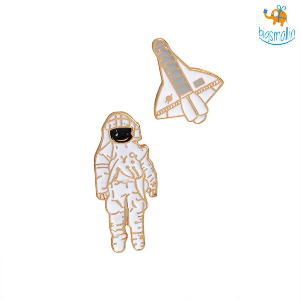 Spaceman Metallic Lapel Pins - Set of 2