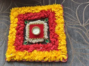 Square Pearl Red Rangoli Set - Accessory