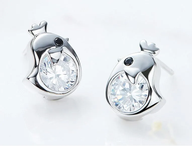 Sterling silver cute little birds earring