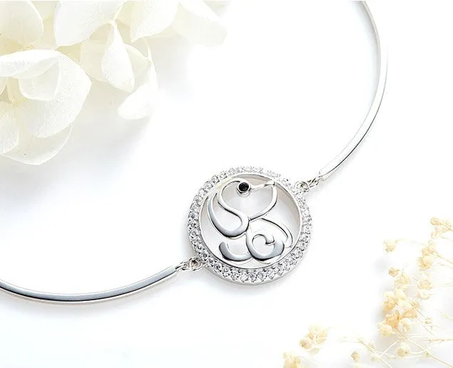 Sterling silver cute little dog bracelet