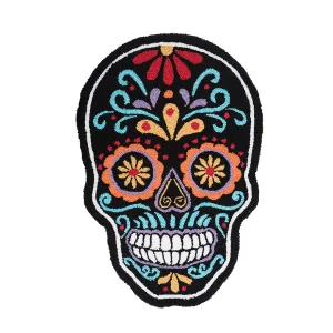 Sugar Skull Shaped Hooked Rug