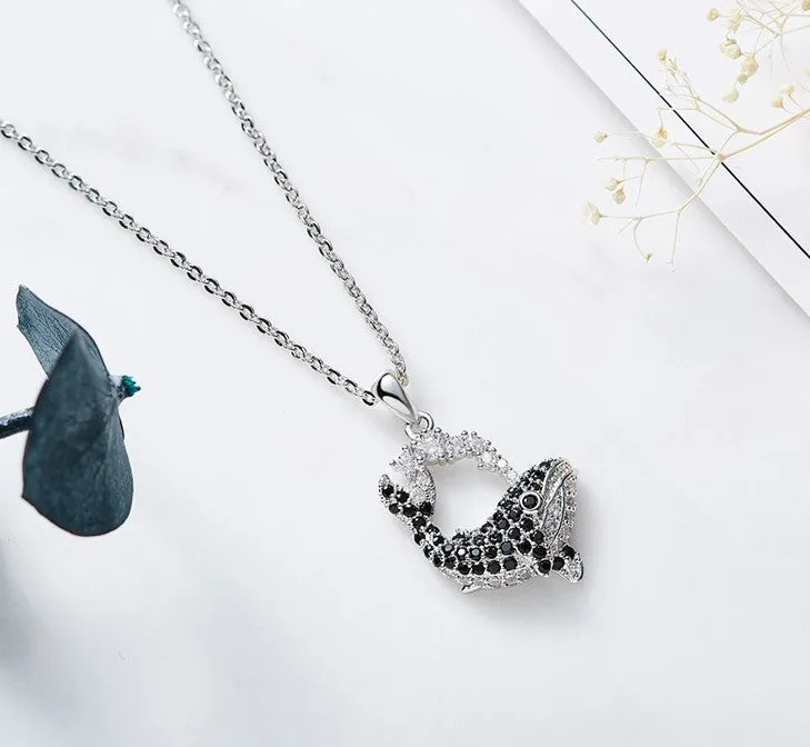 The black diamond whale necklace