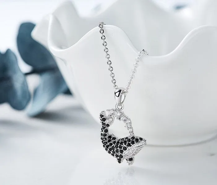 The black diamond whale necklace