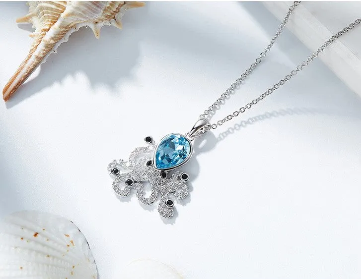 The blue topaz octopus necklace