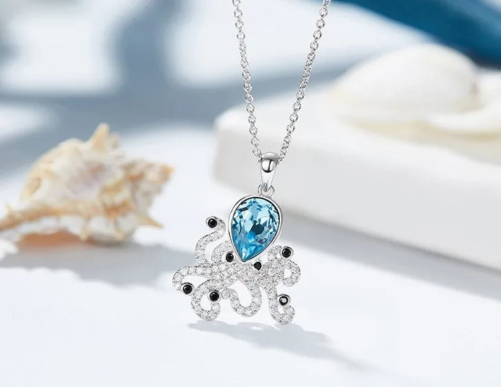 The blue topaz octopus necklace