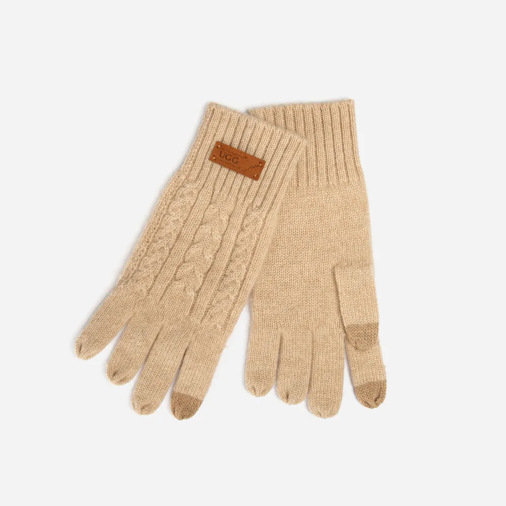 Ugg Cable Knit Pure Cashmere Touch Screen Gloves