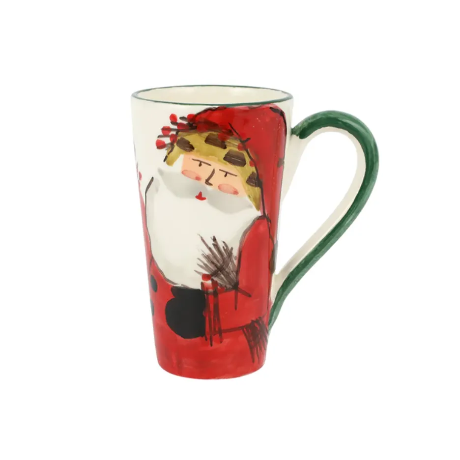 VIETRI Old St. Nick Latte Mug With Bird Nest