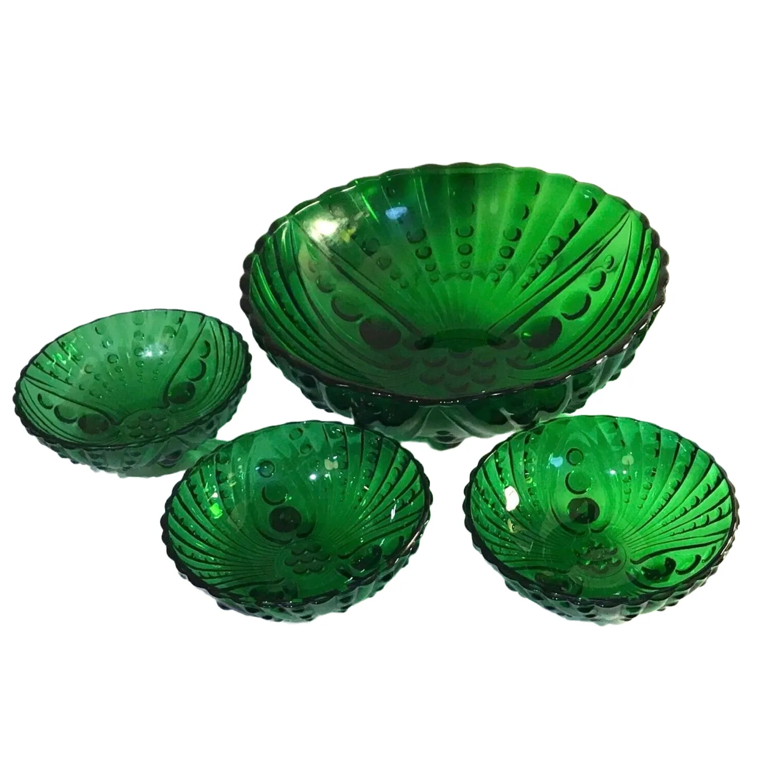 Vintage Anchor Hocking Forest Green Glass Bowl Set