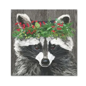 Winter Berry Raccoon Paper Beverage Napkins