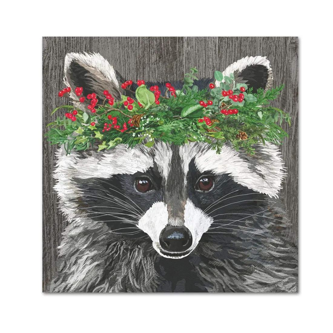 Winter Berry Raccoon Paper Beverage Napkins