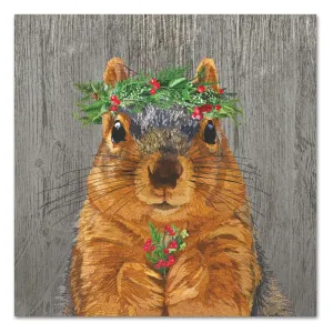 Winter Berry Squirrel Paper Luncheon Napkins